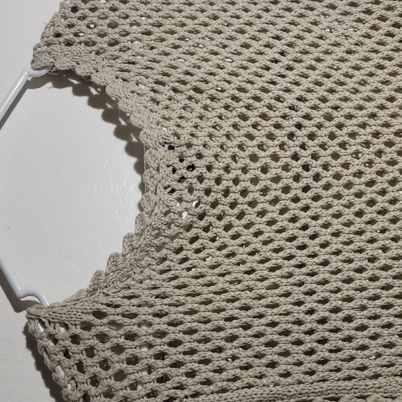 A.N.A. A New Approach Boho Crochet Tank Vest Blouse Beige Tan sz L GUC - Picture 6 of 6
